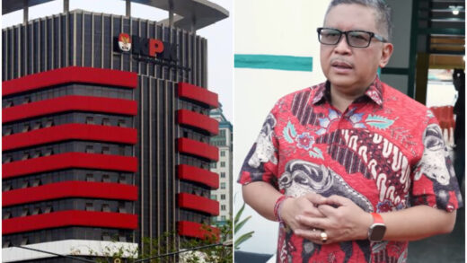 Kompilasi Foto Sekjen PDIP Hasto Kristiyanto dengan Gedung KPK RI. (foto: Instagram/@pdiperjuangan dan istimewa)